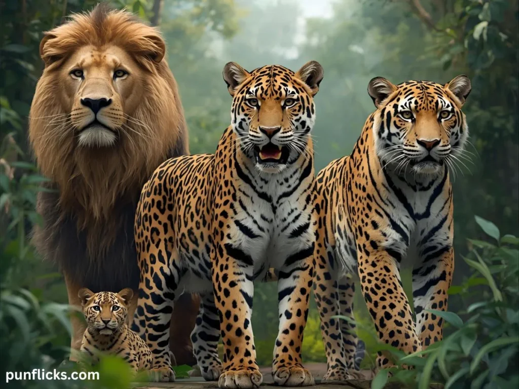 Puns comparing jaguars to other big cats